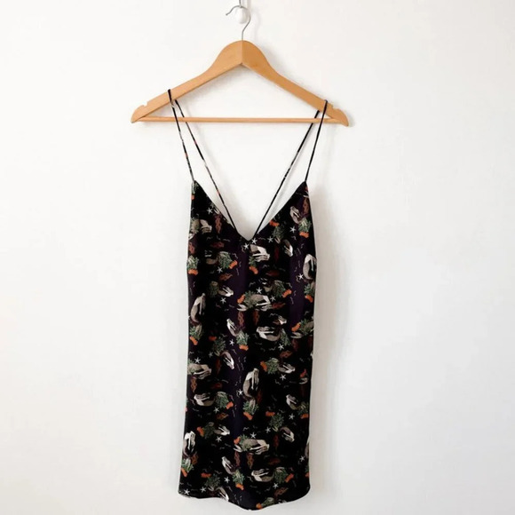 Zara Mermaid Black Satin  Effect Tie Back Mini Slip Dress Size Small - Picture 4 of 9